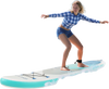 11 feet inflatable stand up paddle board with a non-slip deck, center fin, and safety leash for smooth surfing.