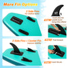 11 feet inflatable stand up paddle board with removable kayak seat, featuring 2 side fins for improved stability.
