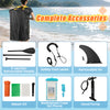 Complete accessory set for 11 Feet Premium SUP, including paddle, safety leash, removable fin, and hand pump.