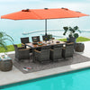 11 Pieces Patio Dining Set with 15 Feet Double-Sided Patio Umbrella Base Included-Orange - Gallery View 1 of 6