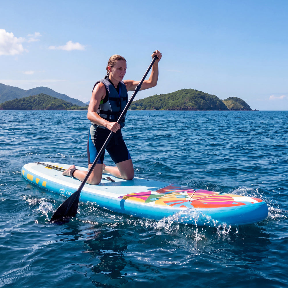 11' Wide Inflatable Stand Up Paddle Board with Backpack for All Skill Levels-Blue - Gallery View 1 of 11