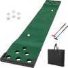 11 FT Indoor Outdoor Putting Green Mat with 2 Adjustable Putters and 6 Balls