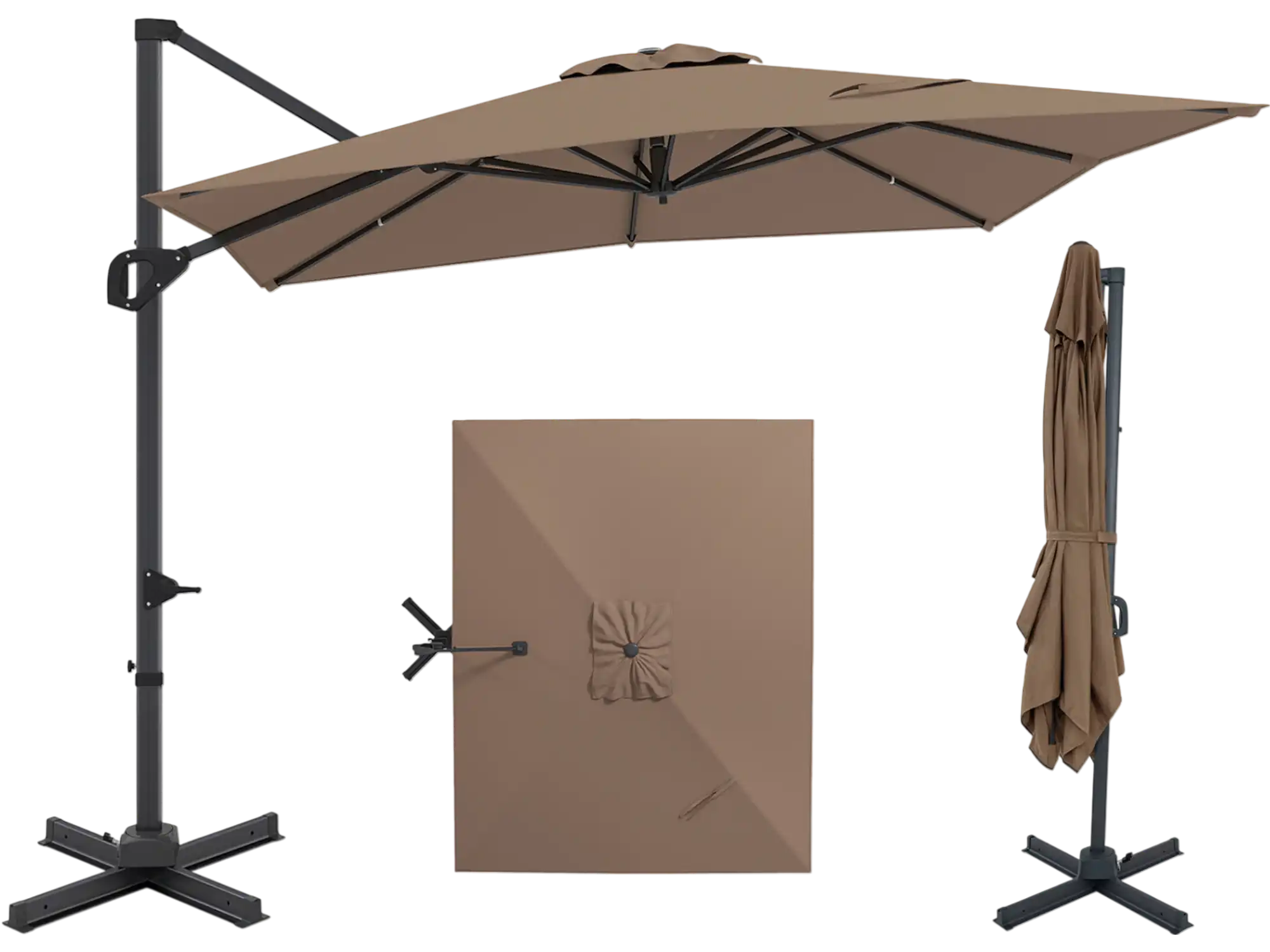 Costway 11' x 9' Cantilever Patio Umbrella 360° Rotation Easy Tilt 41413491 New