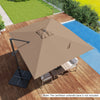 Brown 11 x 9 FT cantilever patio umbrella with 360° rotation and easy tilt adjustment, perfect for outdoor shade.