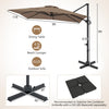 11x9 FT brown cantilever patio umbrella with 360° rotation and easy tilt adjustment for versatile outdoor shade.
