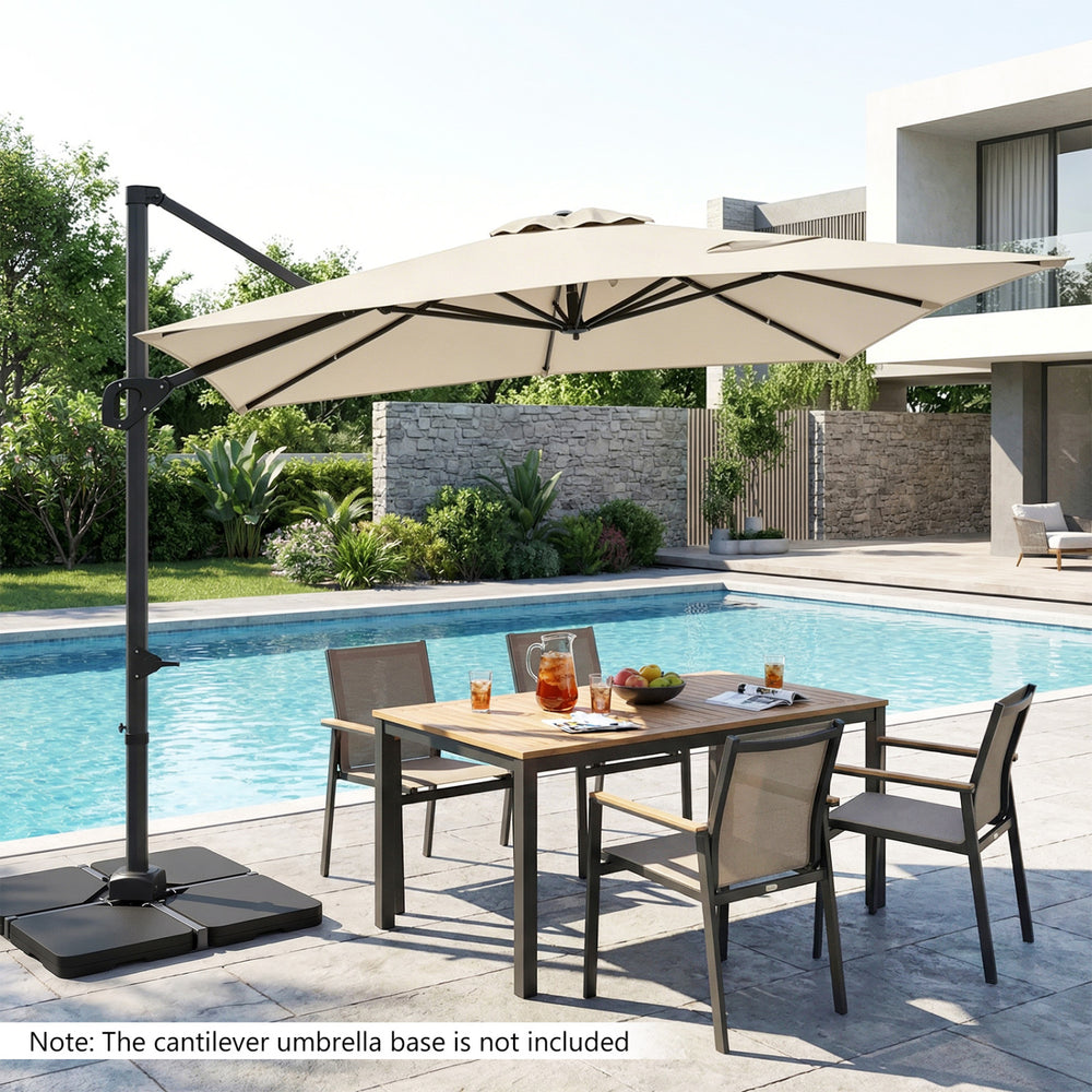 11 x 9 FT Cantilever Patio Umbrella with 360° Rotation and Easy Tilt Adjustment-Beige - Gallery View 1 of 10