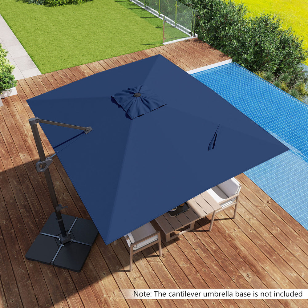 11 x 9 FT Cantilever Patio Umbrella with 360° Rotation and Easy Tilt Adjustment-Navy - Gallery View 1 of 10