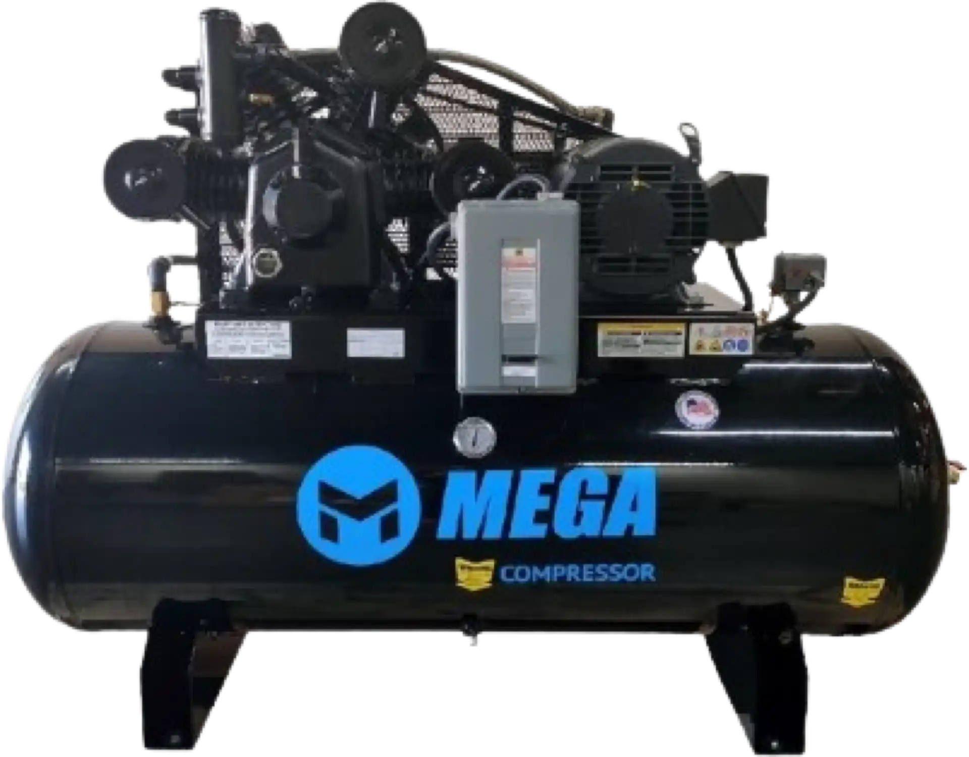 Mega Compressor MP-15120H3-U460 Two-Stage Air Compressor 15 HP 120 Gallon 460V 3-Phase Electric Start New