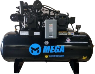 Mega Compressor MP-15120H3-U460 Two-Stage Air Compressor 15 HP 120 Gallon 460V 3-Phase Electric Start New