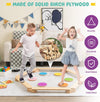 Colorful stepping stones and balance beams made of sturdy birch plywood, perfect for kids' imaginative play and motor.