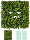 12-Pieces 20 Inch x 20 Inch Artificial Hedge Boxwood Panels