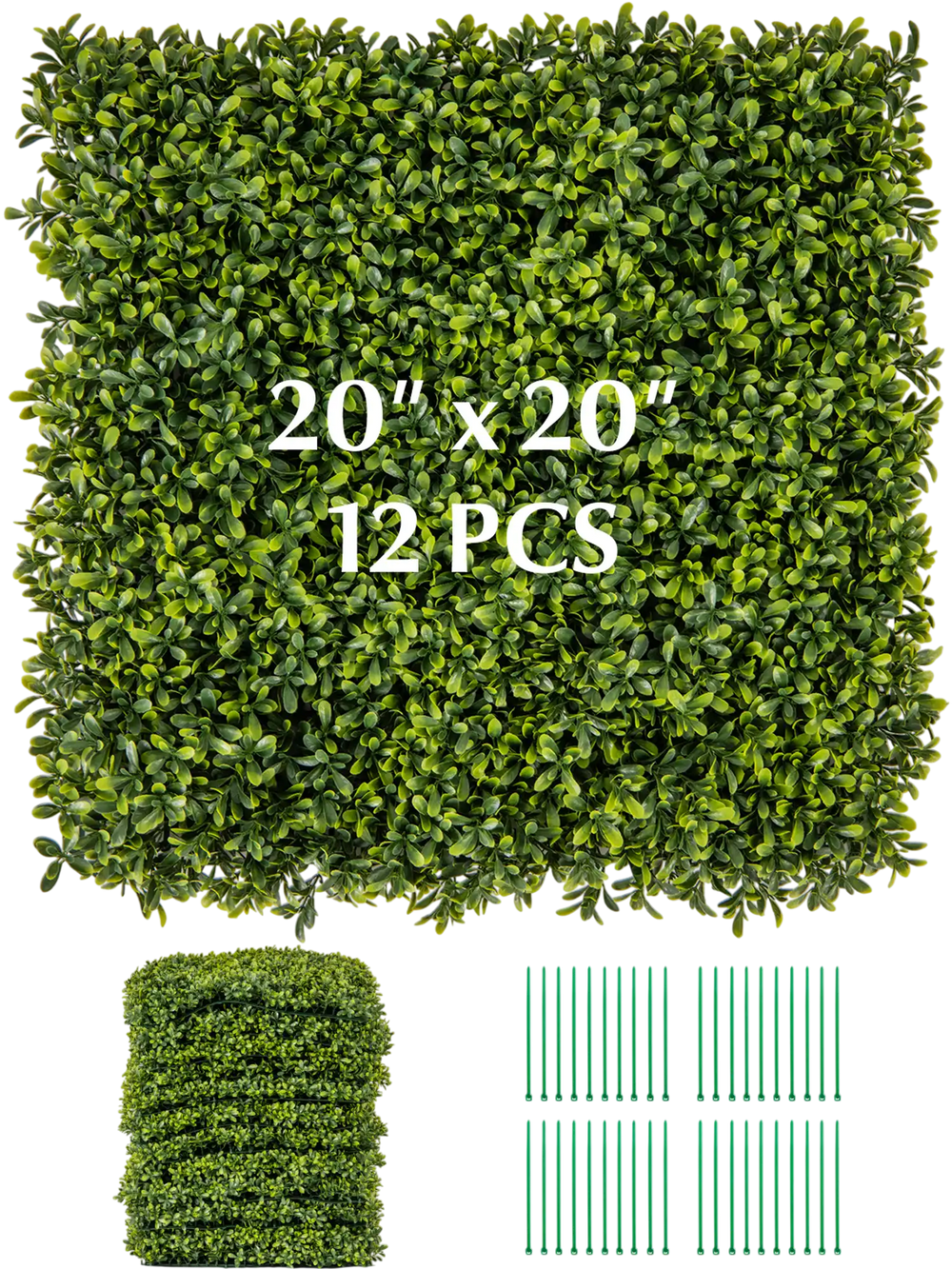 12-Pieces 20 Inch x 20 Inch Artificial Hedge Boxwood Panels