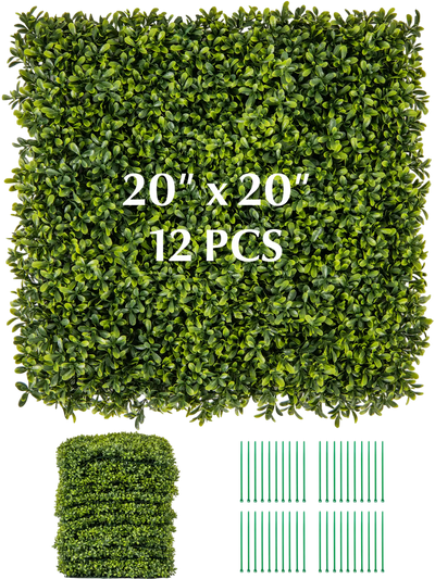 Costway 12-Pc Artificial Boxwood Hedge Panels 20