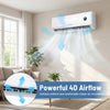 Mini split air conditioner with 12000 BTU and 4D airflow for efficient cooling and heating in rooms up to 600 sq.ft.