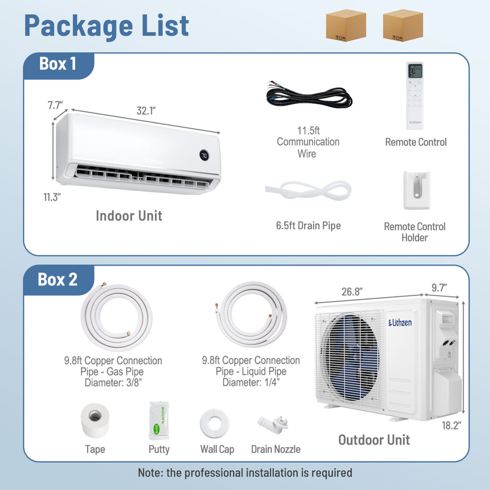 Indoor unit of the 12000 BTU Mini Split Air Conditioner with WiFi, designed for efficient cooling and heating up to 600 sq.ft.