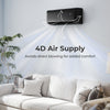 Mini split AC unit with 4D air supply, WiFi enabled, designed for efficient cooling and heating in large rooms.