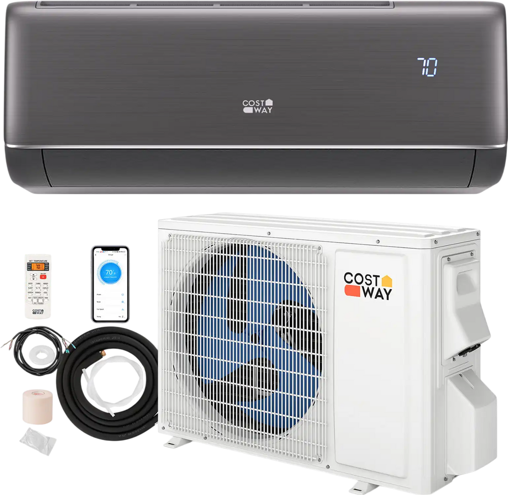 GreyVolt Series 12000 BTU 22 SEER2 115V WiFi Enabled Mini Split AC Compatible with Alexa Gray