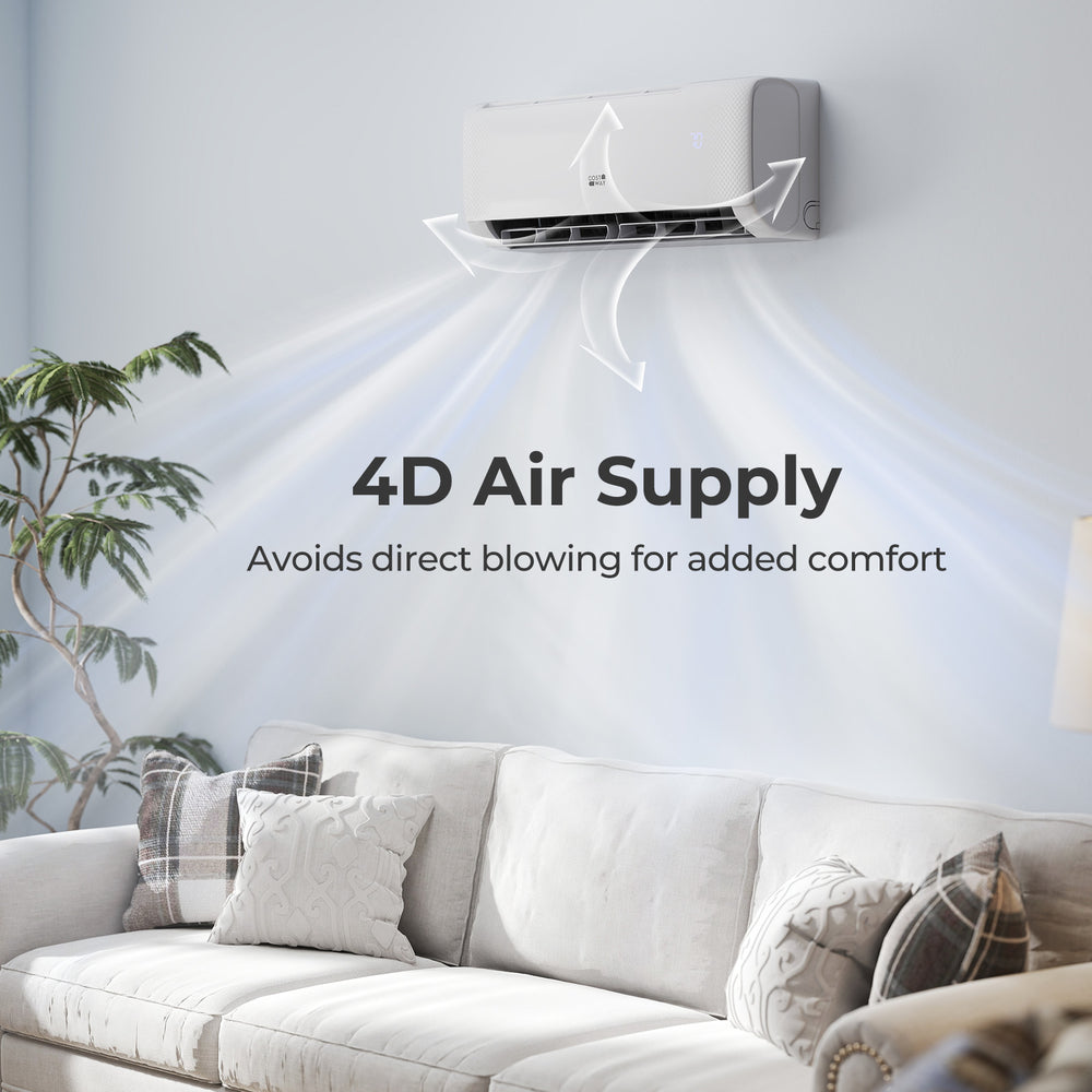 Airtural Series 12000 BTU mini split heat pump with 4D air supply, designed for efficient cooling and heating in large.