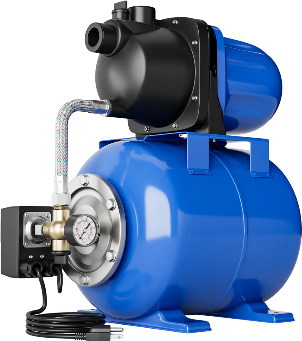 Blue 1200 W garden water pump with 150-foot lift and 1000 GPH rating for efficient irrigation and draining tasks.