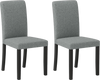 Set of 2 gray dining chairs with rubber wood legs, featuring thick cushions and ergonomic high backrests for comfort.