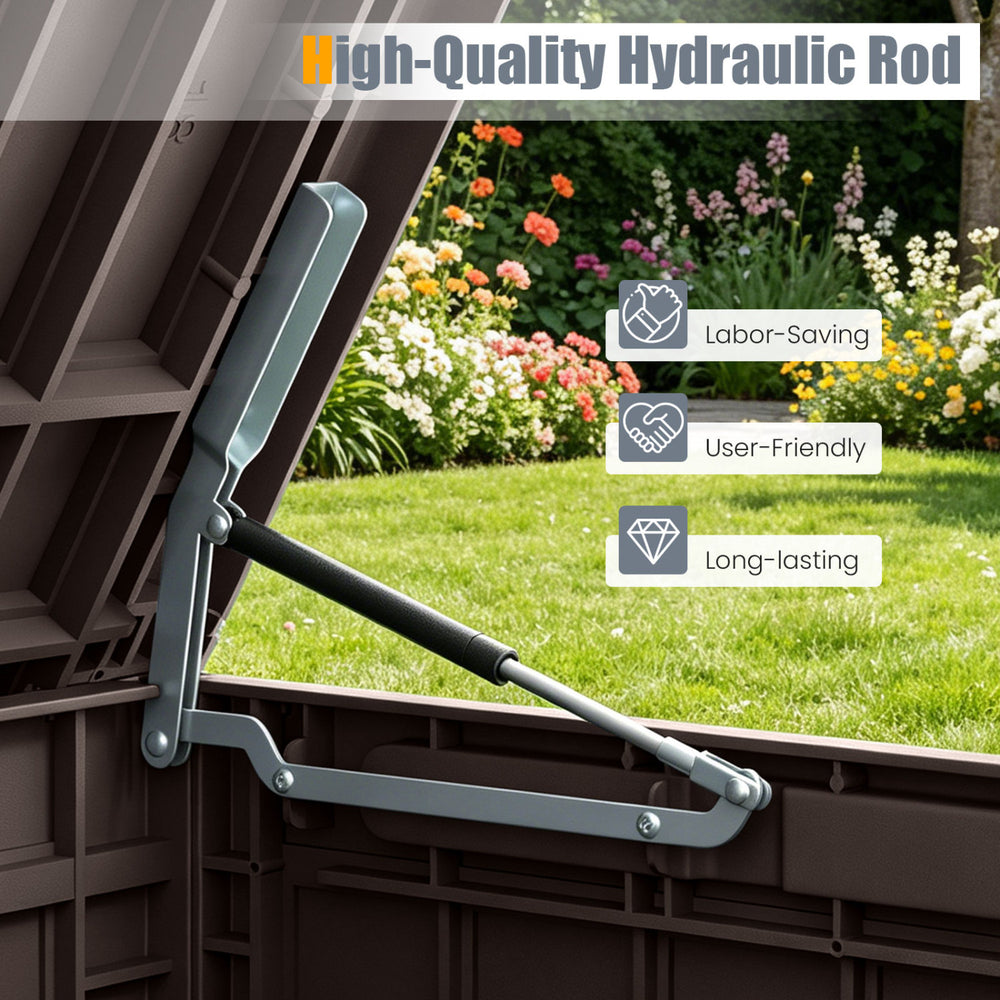 High-quality hydraulic rod for the 120 Gal outdoor deck box, ensuring labor-saving and long-lasting functionality.