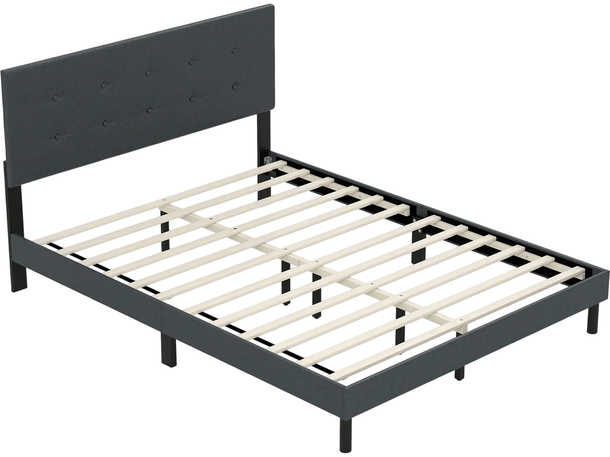 Costway Queen Upholstered Linen Platform Bed Frame 16385244 New