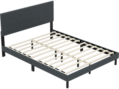 Costway Queen Upholstered Linen Platform Bed Frame 16385244 New