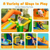 Inflatable bounce house water park featuring a climbing wall, slide, and splash pool for summer fun and active play.