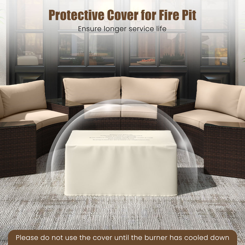 Protective cover for 32-inch outdoor rattan fire pit set, ensuring durability and longevity in outdoor settings.
