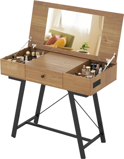 Costway Flip Top Mirror Makeup Vanity Desk Dressing Table 14037366 New