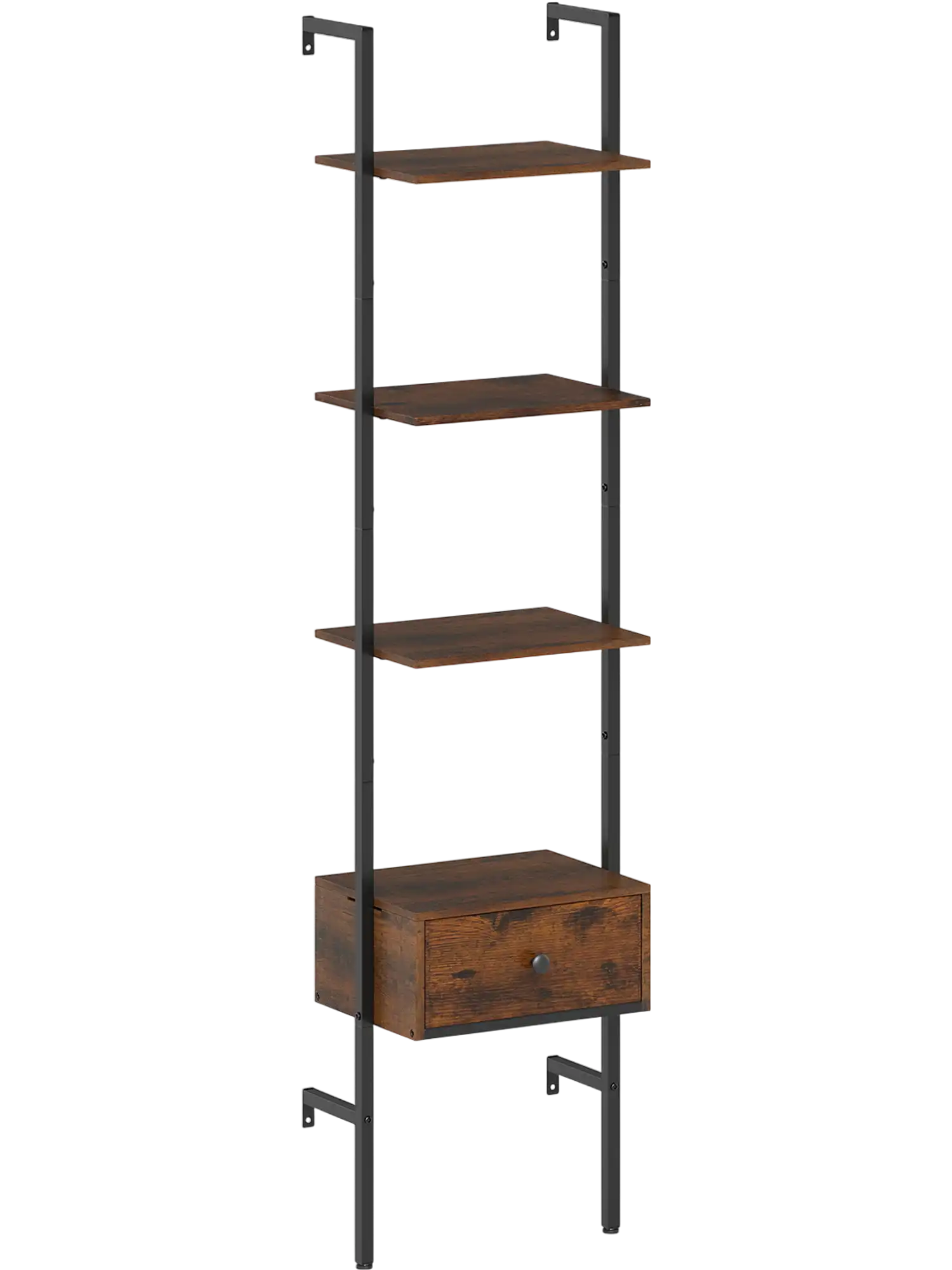 Costway 5-Tier Ladder Bookcase with Drawer Metal Frame 33362302 New