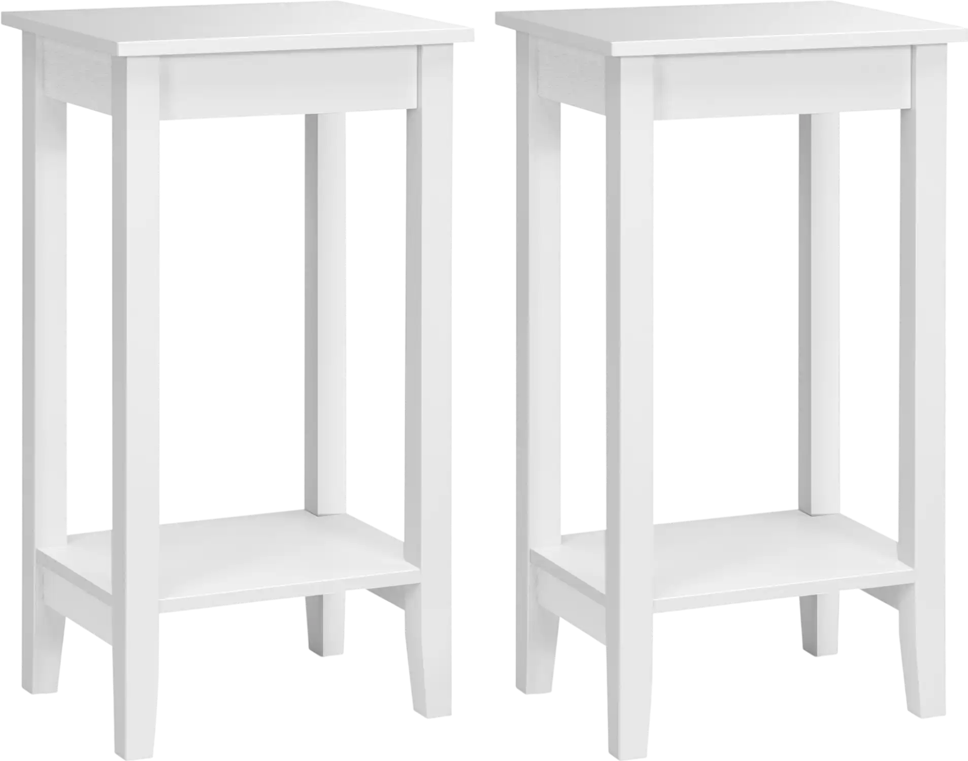 Costway Set of 2 2-Tier End Tables with Storage Shelf 19527364 New