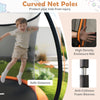 Curved net poles of the 12FT outdoor trampoline with safety enclosure net, featuring anti-collision foam sleeves for.