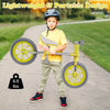 12-inch balance bike in green with adjustable seat and rotatable handlebar, lightweight design for easy carrying.