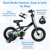 12-inch kids bike with adjustable seat, hand brake, and training wheels for safe riding and easy stopping.