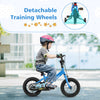 Kids bike with removable training wheels, adjustable saddle, and hand brake, perfect for ages 3-4 years old.