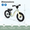 Side view of the 12-inch balance bike in green, showcasing its lightweight magnesium alloy frame and smooth rubber.