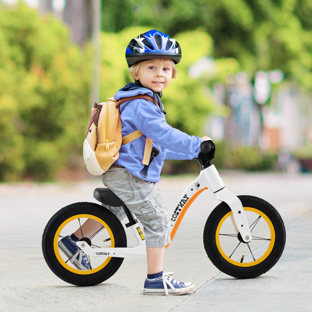 12-Inch Balance Bike with Adjustable Seat and Rotatable Handlebar for Over 36 Months Old-White - Gallery View 1 of 10