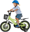 Kids bike with adjustable seat and handlebars, detachable training wheels, and front basket for 3-4 years old.