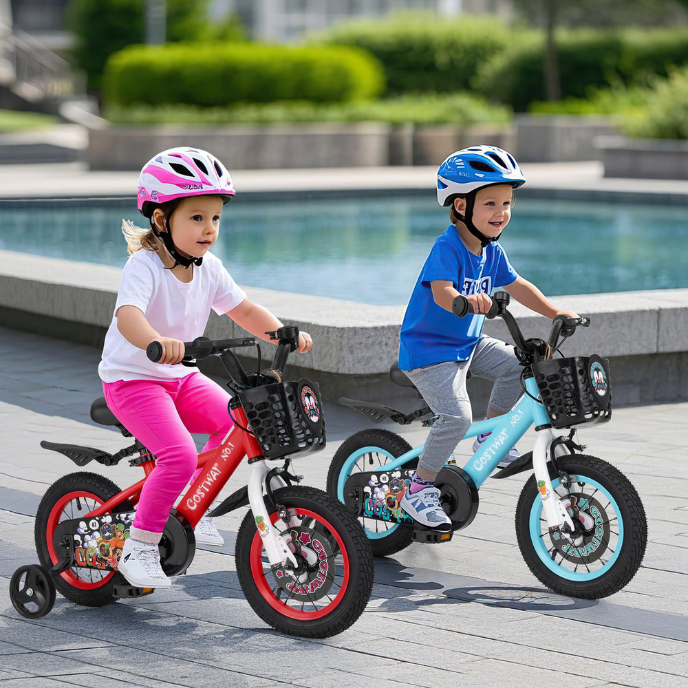 12 Inch Kids Bike Adjustable with Storage Basket and Double Brake for 3-4 Years Old-12 inches - Gallery View 1 of 9