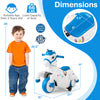 Unicorn ride-on toy with training wheels, 12V, navy color, ideal for kids over 3 years, featuring comfortable seat.