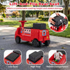 Kids ride-on train with adjustable lift-and-flip rear seat, hidden storage, and bright Chuggington design for ages 3-6.
