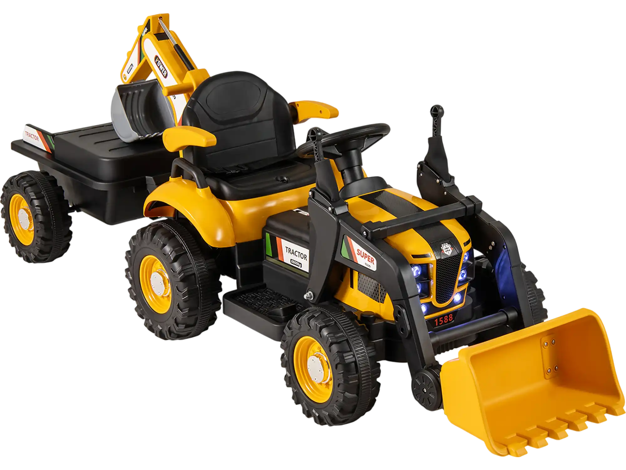Costway 12V 4-in-1 Kids Ride On Tractor Excavator Bulldozer w/ Remote Control 86592649 New