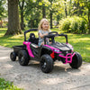Battery-powered ride-on tractor in black and pink, featuring a parent remote control and detachable trailer for kids'.