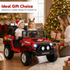 Red 12V electric 2-seater kids ride-on car with remote control, safety features, and fun entertainment options for outdoor play.