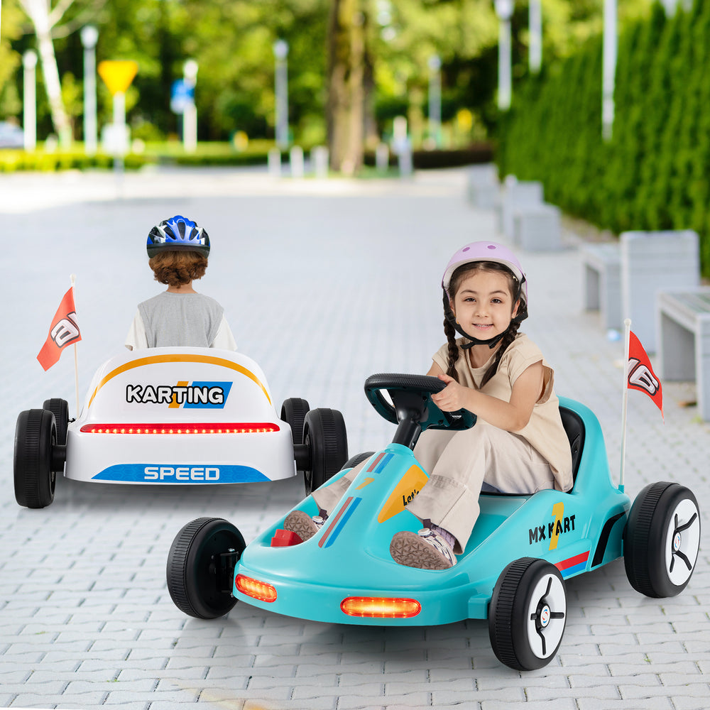 12V Electric Go Kart for Kids Race Toy with Remote Control and Music-Blue - Gallery View 1 of 12
