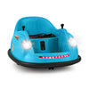Blue 12V electric kids ride-on bumper car with remote control, LED lights, and soft bumper for safe indoor or outdoor.