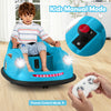 Kids manual mode of the 12V electric bumper car in blue, featuring joystick controls and safety remote for parents.