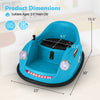 Dimensions of the blue 12V electric kids ride-on bumper car, suitable for ages 2-5, featuring safety and comfort.