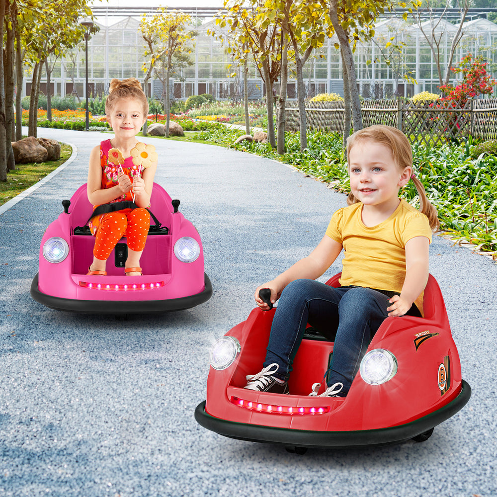 12V Electric Kids Ride on Bumper Car Battery Powered Bumping Car with Remote Control-Pink - Gallery View 1 of 13